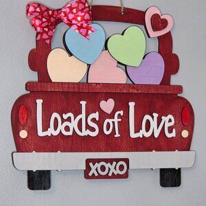 Loads of Love Heart Truck Sign, Wood Sign, Hearts, Valentine's Day, Door Decor